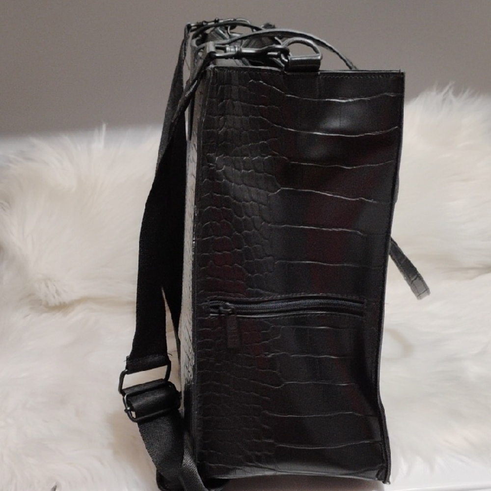 BEIS Black Crocodile-Embossed The Large Black Tote W Strap - Picture 6 of 11